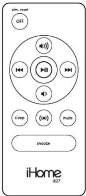 olm. reset OFF sleep (●) mute snooze iHome ir27