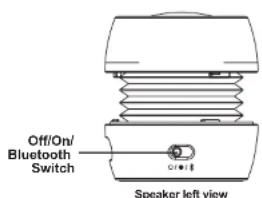 Off/On/ Bluetooth Switch Speaker left view