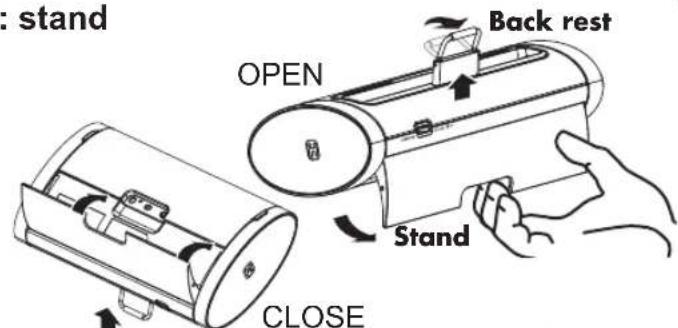 : stand OPEN Back rest Stand CLOSE