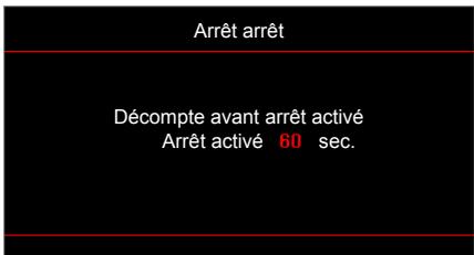 Arrêt arrêt Décompte avant arrêt activé Arrêt activé 60 sec.