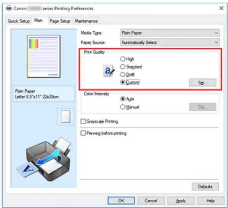 CANON Pixma TS6020 - Setting the Print Quality Level (Custom) - 1
