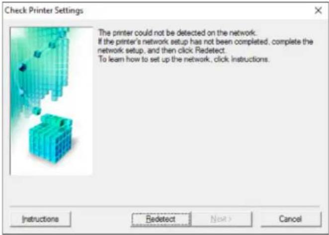 CANON Pixma TS6020 - Cannot Find Printer on Check Printer Settings Screen During Setup (Windows) - 1