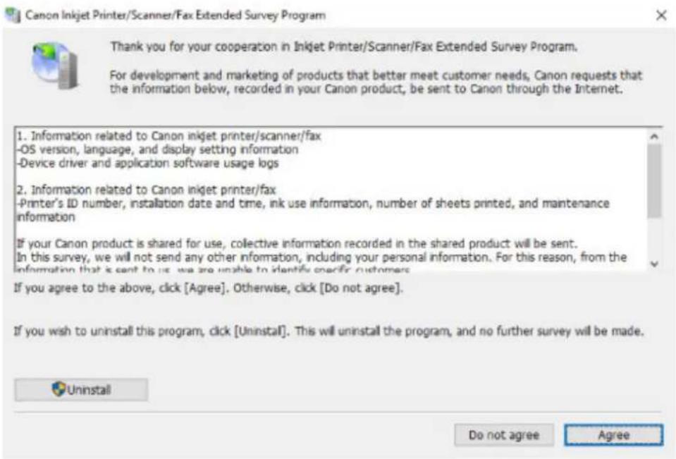 CANON Pixma TS6020 - Inkjet Printer/Scanner/Fax Extended Survey Program Screen Is ayed (Windows) - 2