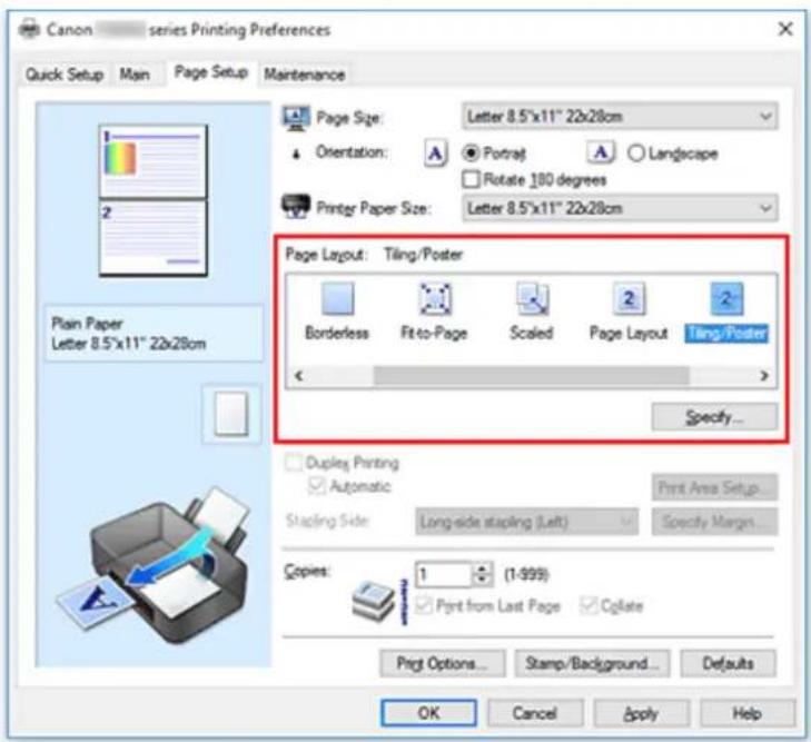 CANON Pixma TS6020 - Setting Tiling/Poster Printing - 1