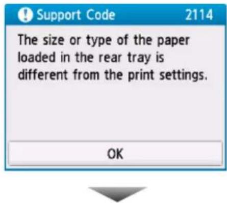 CANON Pixma TS6020 - When the paper settings for printing or copying are different from the paper information registered to the printer: - 2