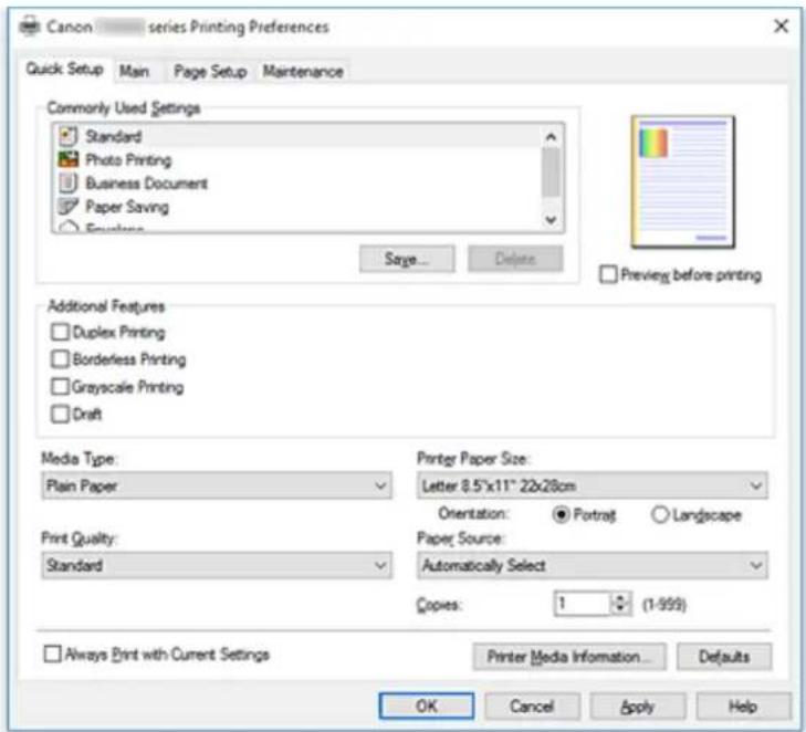 CANON Pixma TS6020 - Quick Setup tab Description - 1