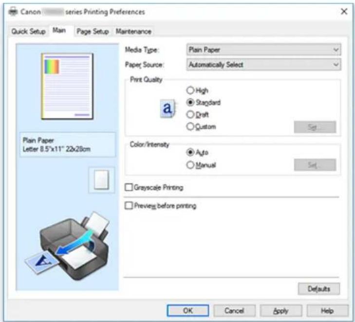 CANON Pixma TS6020 - Main tab Description - 1
