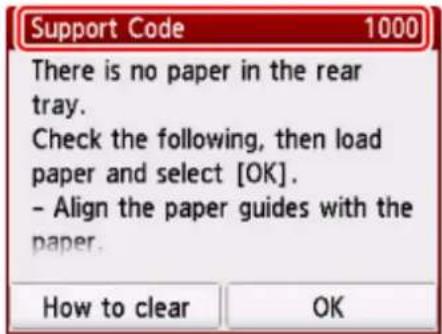 CANON Pixma TS6020 - When a Support Code and a message are displayed on the touch screen: - 1
