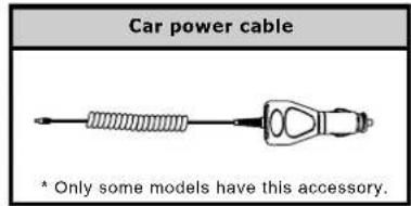 Car power cable * Only some models have this accessory.