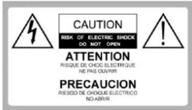 CAUTION RISK OF ELECTRIC SHOCK DO NOT OPEN ATTENTION RISQUE DE CHOC ELECTRIQUE NE PAS OUVRR PRECAUCION RISQUO DE CHOQUE ELECTRIC NO ABRIR
