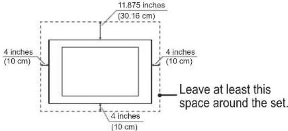 11.875 inches (30.16 cm) 4 inches (10 cm) 4 inches (10 cm) 4 inches (10 cm) Leave at least this space around the set.