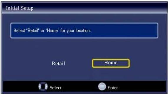Initial Setup Select "Retail" or "Home" for your location. Retail Home Select Enter