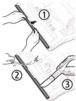 Diagram illustrating three-step steps of a tool application: cutting, holding a pen, and cutting with a tool.