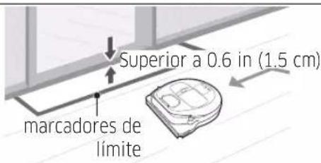Superior a 0.6 in (1.5 cm) marcadores de límite