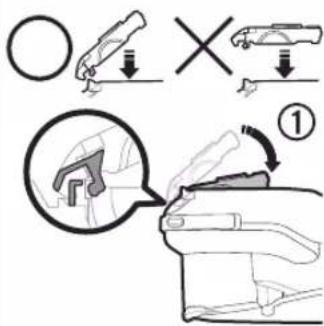 Diagram illustrating car safety instructions with icons for lifting, removing, and adjusting a vehicle's seatbelt.