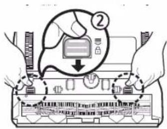 Diagram showing hands operating a device with labeled components and a magnified view of the screen area