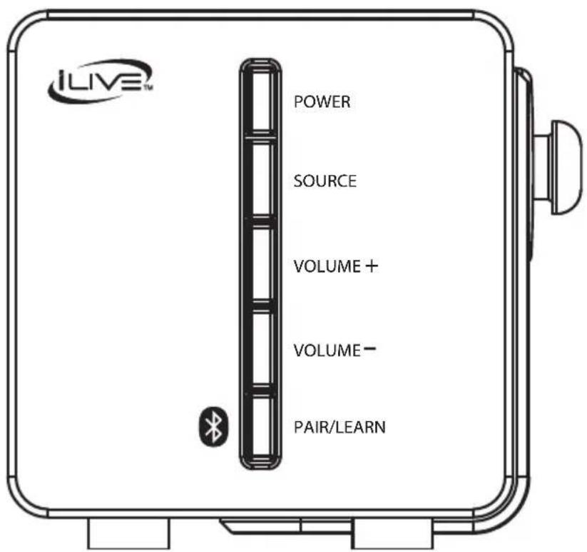 iLIVE™ POWER SOURCE VOLUME+ VOLUME- PAIR/LEARN
