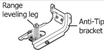 Range leveling leg Anti-Tip bracket