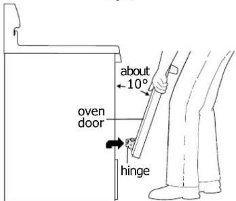 about 10° oven door hinge