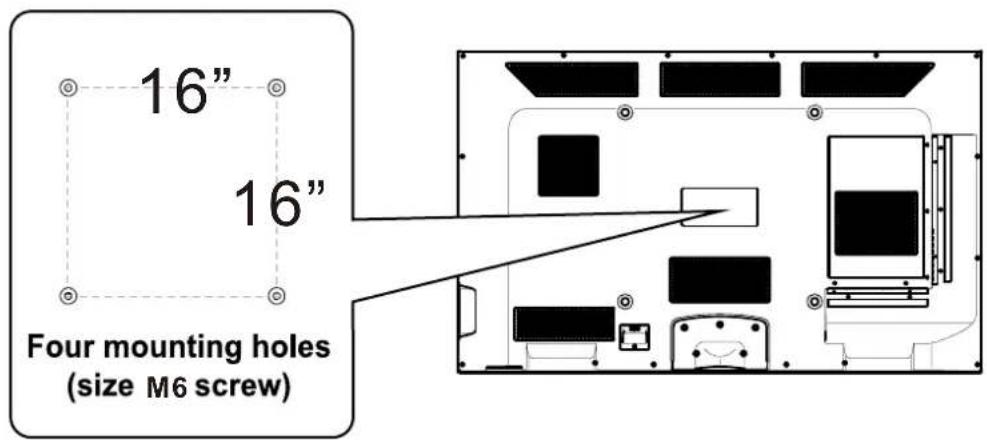 16" 16" Four mounting holes (size M6 screw)
