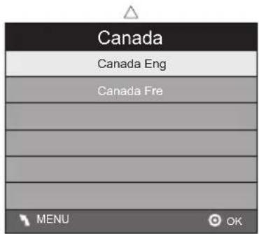 Canada Canada Eng Canada Fre MENU OK