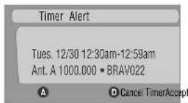 Timer Alert Tues. 12/30 12:30am-12:59am Ant. A 1000.000 • BRAV022 A D Cancel TimerAccept