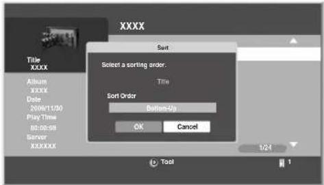 XXXX Sort Select a sorting order. Title Sort Order Bottom-Up OK Cancel 1/24 Tool