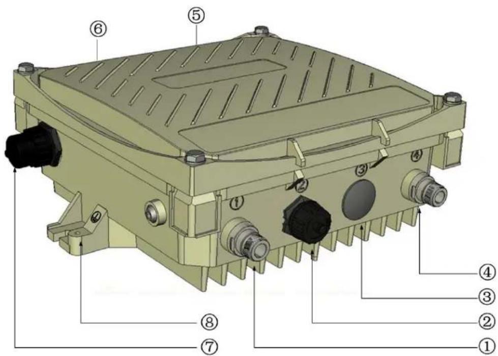 Technical diagram of a mechanical device with numbered components for identification