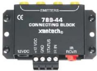 EMITTERS 789-44 CONNECTING BLOCK xantech® 12VDC +12 VDC GND STATUS IR IN IR RCVR