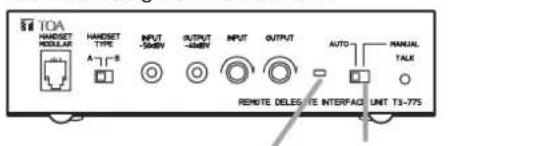 TOA HANDSET MODULAR HANDSET TYPE INPUT -500V OUTPUT -400V INPUT OUTPUT AUTO MANUAL TALE REMOTE DELEGE INTERFACE UNIT T3-775