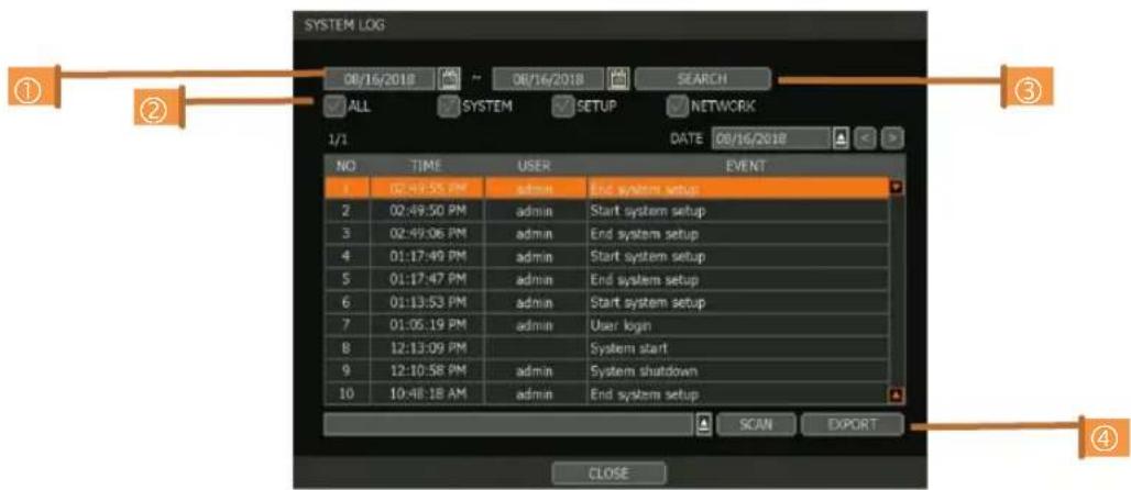 SYSTEM LOG 08/16/2018 ~ 08/16/2018 SEARCH ALL SYSTEM SETUP NETWORK 1/1 DATE 08/16/2018 NO TIME USER EVENT 1 02:49:55 PM admin End system setup 2 02:49:50 PM admin Start system setup 3 02:49:06 PM admin End system setup 4 01:17:49 PM admin Start system setup 5 01:17:47 PM admin End system setup 6 01:13:53 PM admin Start system setup 7 01:06:19 PM admin User login 8 12:13:09 PM System start 9 12:10:58 PM admin System shutdown 10 10:48:18 AM admin End system setup SCAN EXPORT CLOSE