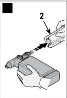 Diagram showing a hand using a tool to adjust or install a mechanical component, labeled with number 2