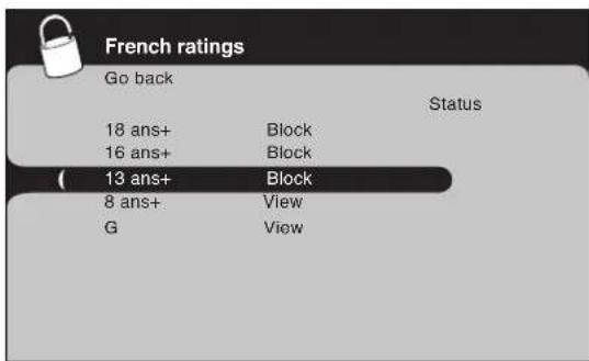 French ratings Go back Status 18 ans+ Block 16 ans+ Block 13 ans+ Block 8 ans+ View G View