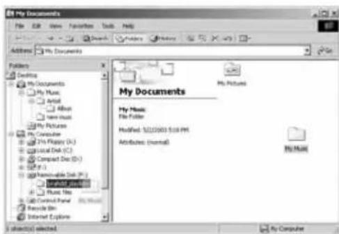 My Documents File Edit View Favorites Tools Help Address My Documents Pcs Pictures My Music My Music Aerial Album New Music My Pictures My Computer My Plenary (A) Physical Disk (C) Compact Disk (D) SIP 1 Home-in-aable Disk (E) Smart disk Music files Control Panel (R) / Music Recycle Bin Internet Explorer My Music My Computer Modified: 12255003.518 PM Attributes (normal) My Music