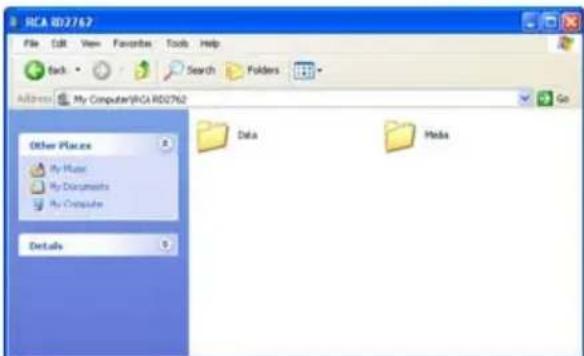 RCA ID2762 File Edit View Favorites Tools Help Back Search Folders Address My Computer/RCA ID2762 Go Other Places My Music My Documents My Computer Details Data Media