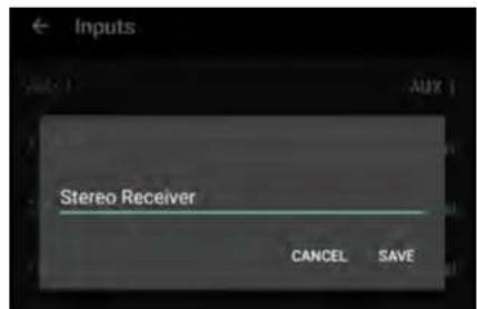 Inputs Stereo Receiver CANCEL SAVE