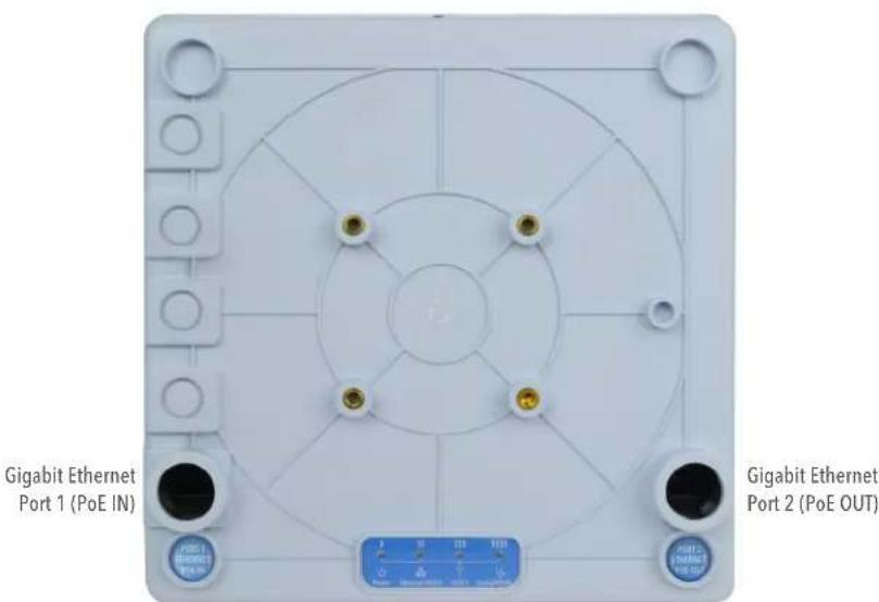 Gigabit Ethernet Port 1 (PoE IN) Gigabit Ethernet Port 2 (PoE OUT)