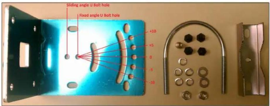 Sliding angle U Bolt hole Fixed angle U Bolt hole +10 +5 0 -5 -10
