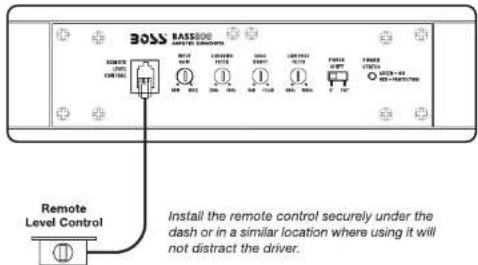 BOSO BASS000 AMETER COMPONENTS ADDRESS: 1234570 POWER: 162000 CONTENTS: 162000 RMS: 162000 RIO: 162000 LAN: 162000 POWER: 162000 POWER: 162000 POWER: 162000 POWER: 162000 POWER: 162000 POWER: 162000 POWER: 162000 POWER: 162000 POWER: 162000 POWER: 162000 Power Control Remote Level Control Install the remote control securely under the dash or in a similar location where using it will not distract the driver.