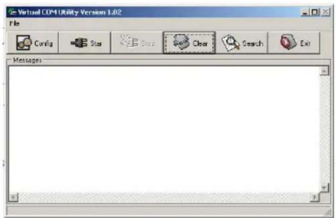 Virtual COM Utility Version 1.02 File Config Star Stop Clear Search Exit Messages