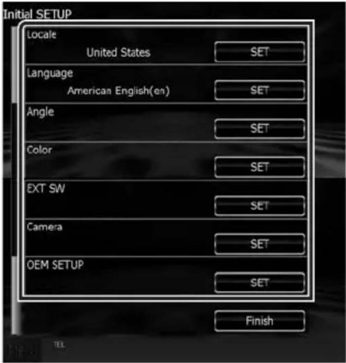 Initial SETUP Locale United States SET Language American English(en) SET Angle SET Color SET EXT SW SET Camera SET OEM SETUP SET Finish