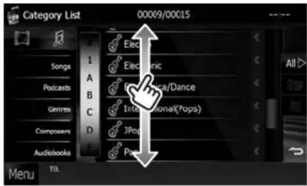 Category List 00009/00015 Songs Podcasts Genres Composers Audiobooks 1 A B C D E Electronic Electronic/Dance International(Pops) JPop Pop Menu TEL