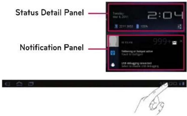 Status Detail Panel 2:04 Wednesday Mar 8, 2011 22/11 30:55 100% Notification Panel 999+