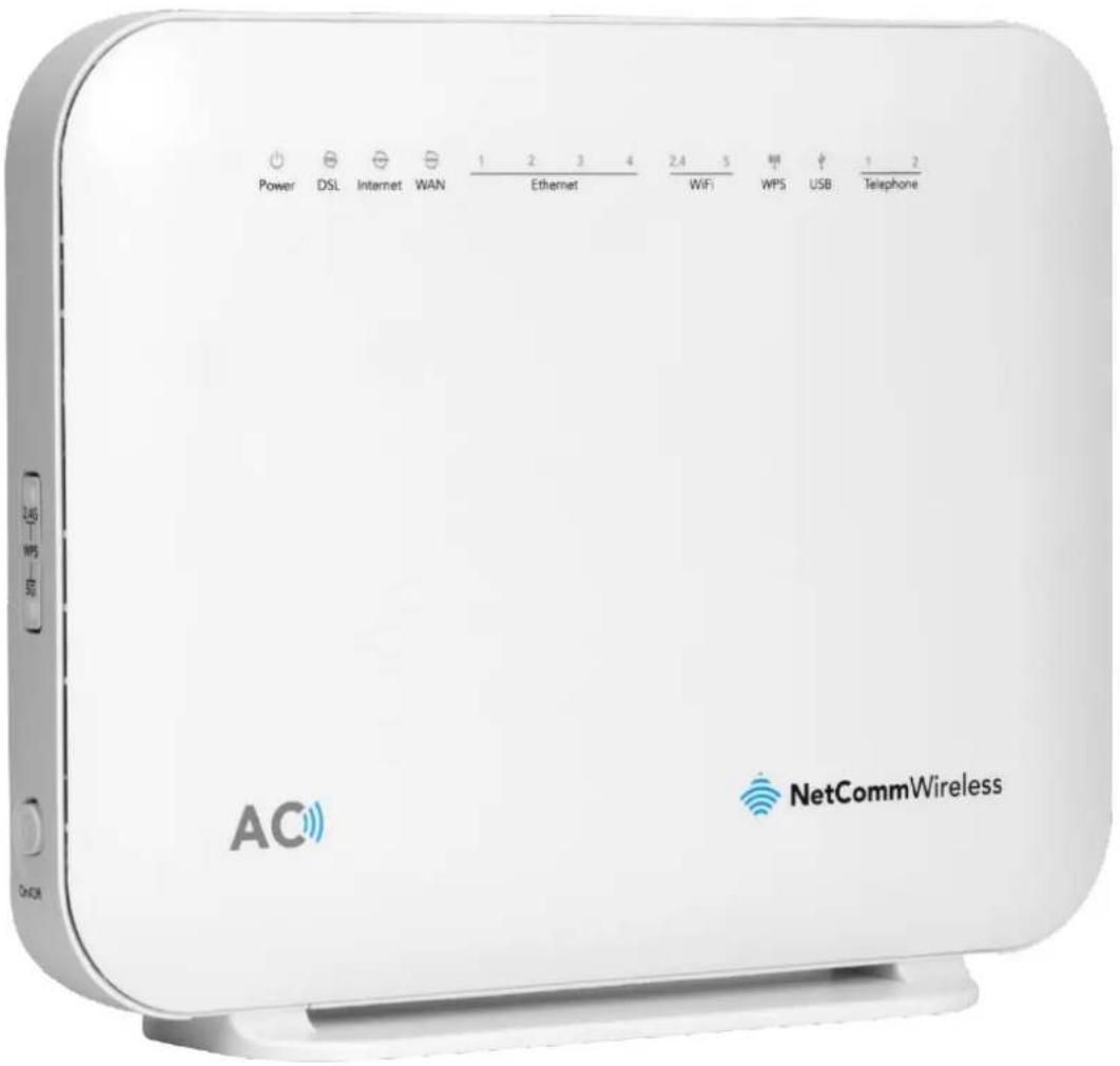 Power DSL Internet WAN 1 2 3 4 2.4 5 WiFi WPS USB Telephone AC NetCommWireless