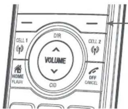 CELL 1 DIR VOLUME CIO CELL 2 HOME FLASH OFF CANCEL