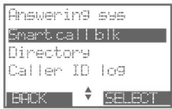 Smart call Directory Caller ID log BACK SELECT