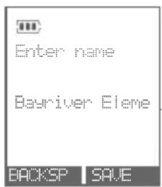 Enter name Basriver Elene BACKSP SAVE