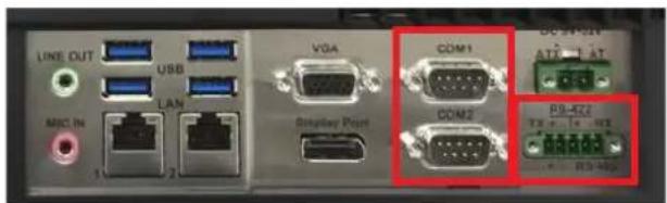 LINE OUT USB LAN VGA COM1 COM2 PS-822 ATP-T AT MIO IN Display Port RS-822