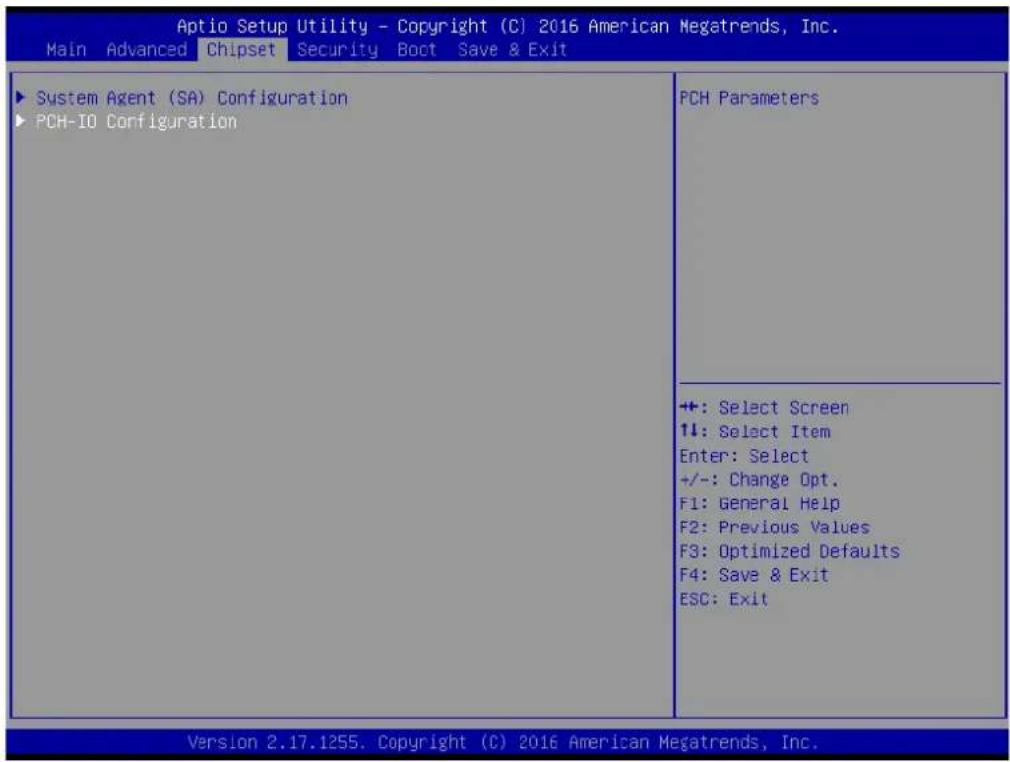 Aptio Setup Utility - Copyright (C) 2016 American Megatrends, Inc. Main Advanced Chipset Security Boot Save & Exit ► System Agent (SA) Configuration ► PCH-IO Configuration PCH Parameters +: Select Screen 1↓: Select Item Enter: Select +/-: Change Opt. F1: General Help F2: Previous Values F3: Optimized Defaults F4: Save & Exit ESC: Exit Version 2.17.1255. Copyright (C) 2016 American Megatrends, Inc.
