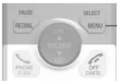 PAUSE REDIAL SELECT MENU UP VOLUME OK PHONE FLASH OFF CANCEL